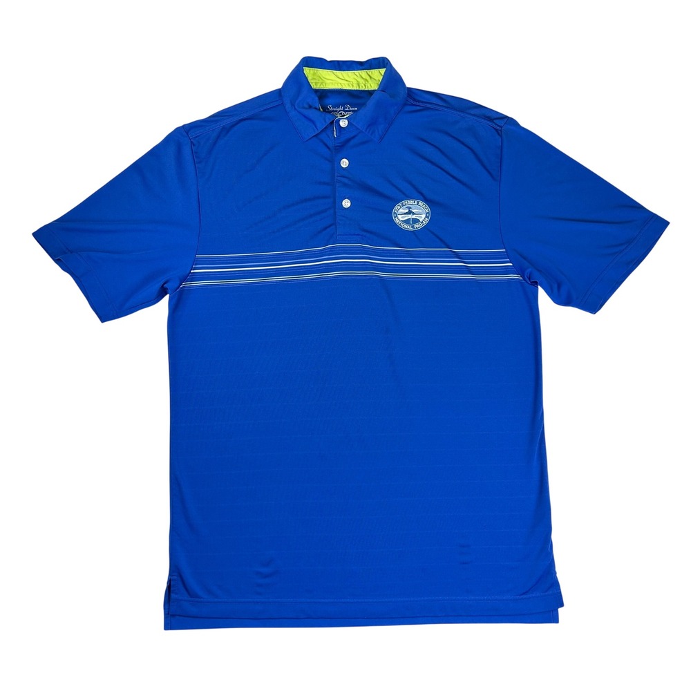 Straight Down Mens AT&T Pebble Beach‎ Pro-Am Golf Polo Shirt Blue Medium